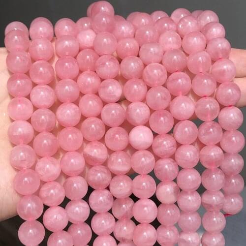 4/6/8mm Natural Madagascar Rose Quartzs Stone Beads Round Loose Beads for Diy Bracelet Accessories Jewellery Making 7.5 Inch