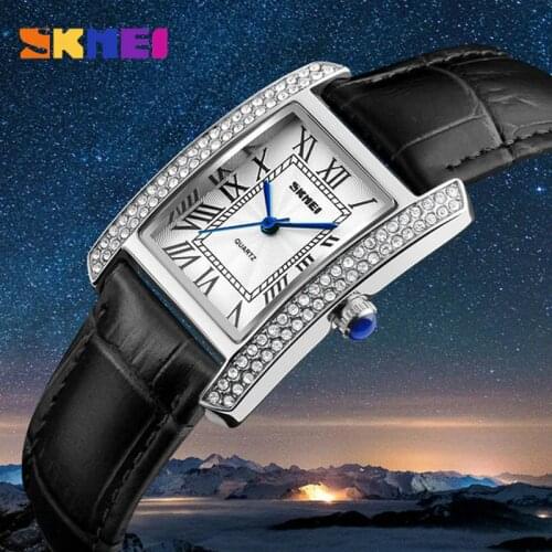 SKMEI Brand Fashion Ladies Quartz Watch Dress Womens Leather Strap Women Watches Fashion Waterproof Wrist Watches 1281