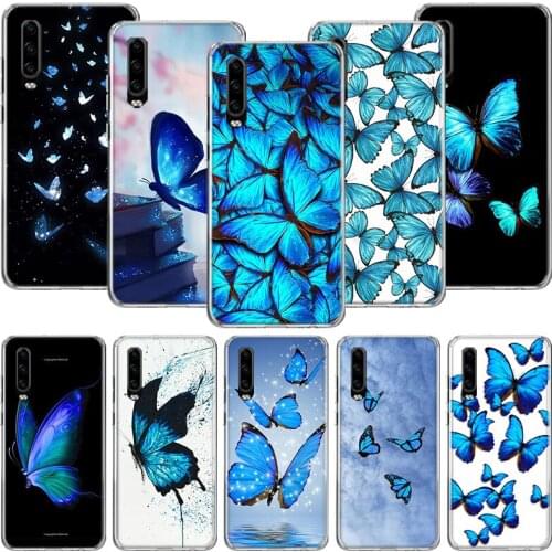 Blue Butterfly Beautiful Wing Phone Case For Huawei P30 P40 P20 P10 Mate 20 10 30 Lite Pro P Smart Z Plus Printing Cover Coque S