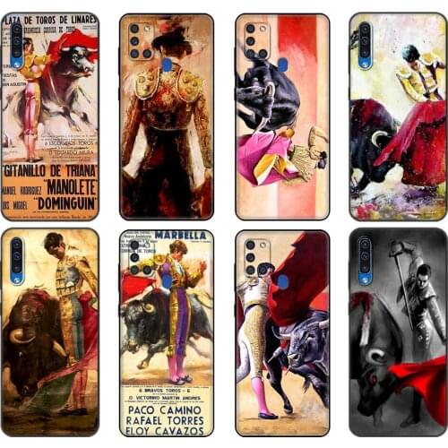 Black tpu Case For Samsung Galaxy A50 50S A30S A10 A11 A21S A31 A41 A51 A71 M21 M30S S10 LITE Spanish Bullfighter Bullfight