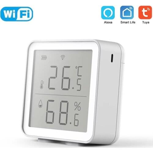 Tuya Smart Home WFI Temperature and Humidity Detector Indoor Wireless Thermometer Sensor Intelligent Linkage Alexa LCD Display
