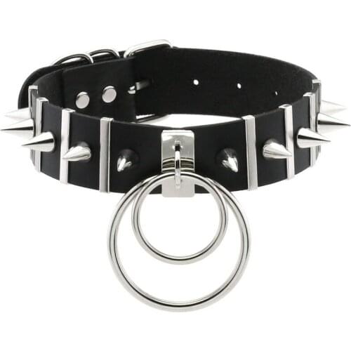 Decopunk Harajuku Sexy O-Round Pendant Rivets Goth Punk Chokers Gothic Choker Necklace for Women Hip Hop Cosplay Party Jewelry