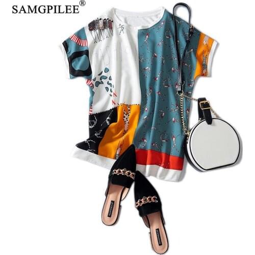 T-shirt For Women 2020 Casual Broadcloth Short Sleeve Summer Women T-shirt Brand Womens Patchwork O-neck Femme T-shirts 3XL