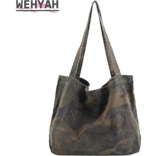 Wahyah Camouflage Clutch Navy Canvas Ladies Hand Bags for Woman Handbags Oversize Purse Shoulder Bag Large Casual Bags ZY037