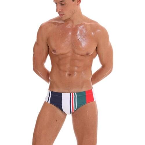 2019 New stripe print men swimwear sunga summer beach swim shorts swimsuit men swim trunks with pad plus size men swimming wear