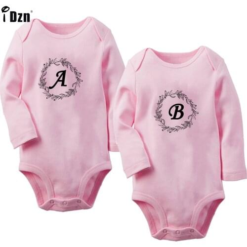 Cute Newborn Clothing Twins Baby Girls & Boys Funny Garland Angel Wings A and B Bodysuit Cotton Rompers Long Sleeve Jumpsuit