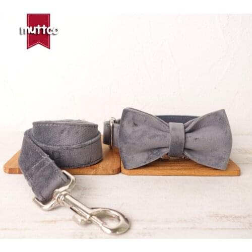 MUTTCO cute and nice pet dog ID tag collar leash THE GRAY self-design adjustable puppy nameplate collar 5 sizes UDC108