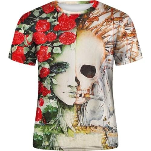 New printed mens summer fashion funny skull T-shirt 2020 men and women casual street wear short-sleeved shirts