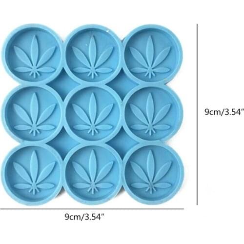 N7MF 9-Cavities Leaf Checkers Epoxy Resin Mold DIY Crafts Jewelry Casting Mold Pendant Decoration Silicone Mould