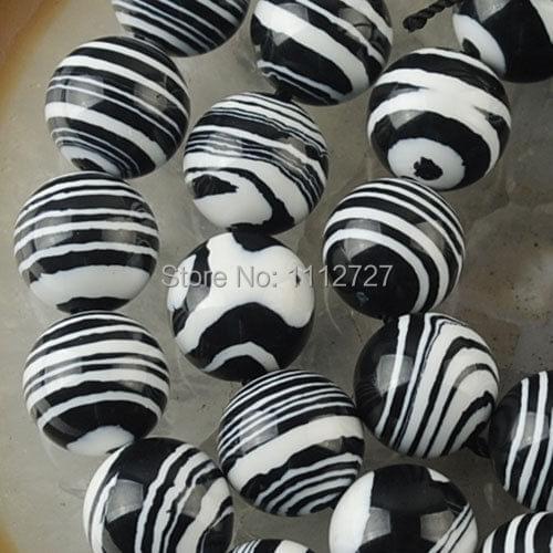 New Fashion 6mm White Black Zebra Turkey Stone Round Loose Beads Accessory Part jewelry Natural Stone 15''MY4260 Wholesale Price