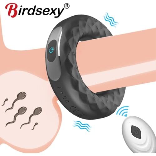New 10 Modes Penis Ring Vibrator For Men Cock Ring Chastity Belt Wireless Remote Control Dildo Vibrator Sex Toys for Men Penis