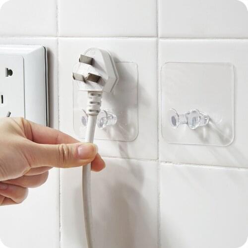 10/5Pcs Transparent Wall Adhesive Power Plug Socket Holder Hanger Multi-function Wall Storage Hook for Home Office Kitchen Rack