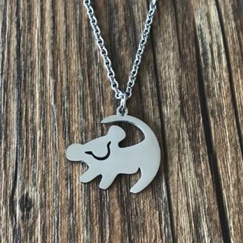 The Lion King Simba Necklace Stainless Steel Jewelry Remember Who You are Letters Choker Long Chain Fashion Jewelry Women Gift