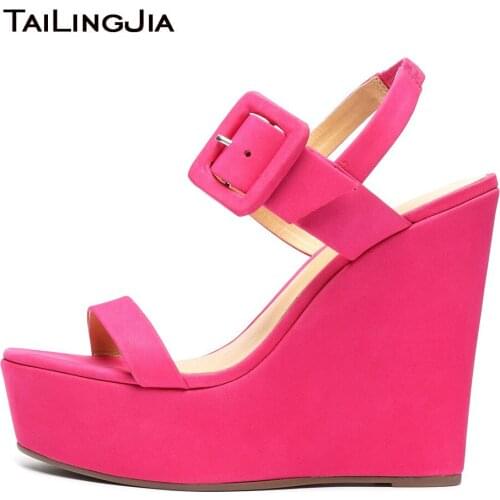 Open Toe Wedge Heel Platform Sandals 2021 Summer Wedges Shoes For Women Slingback Ultra High Heels Large Size Female Footwear
