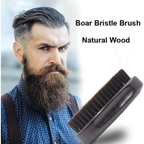 1PCS Natural Wood Boar Bristle Beard Brush Mustache Mens Beard Brush Facial Hair Beard Care Shaving Brush Tool
