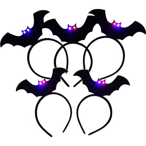 Led Halloween Headband Bat Glow HairHoop Hairband Cosplay Bar Club Party Masquerade Hair Accessories Christmas