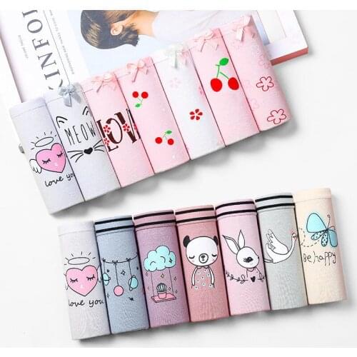 5/7pcs Panties Women Underwear Cute Cartoon Cat Dog Printed Cotton Briefs Sexy Panties Lingeries Shorts Underpant Girls Panties
