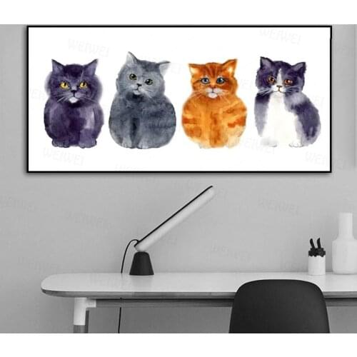 Weiwei Canvas Painting Funny Cat Dog Pictures Cute Animal Posters and Prints Wall Art for Living Room Modern Home Decor
