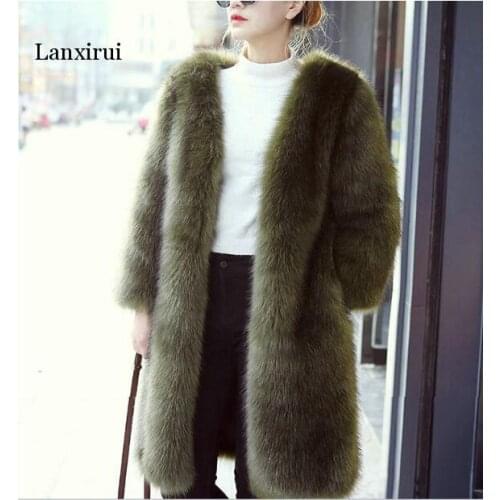 Winter Faux Fur Coat High Quality Elegant Celebrity Night Club Fashion Christmas Warm Long Coat Wholesale