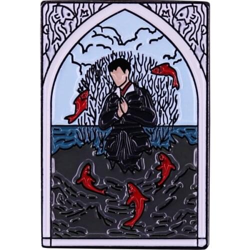 Harry Styles Inspired Love on Tour Fine Line Soft Enamel Pin Epic Art Illustration of Harrys fish in the Adore You music video