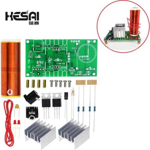 1 Set Mini Tesla Coil Kit 15W Mini Music Tesla Coil Plasma Speaker Tesla Wireless Transmission DC 15-24V DIY Kits
