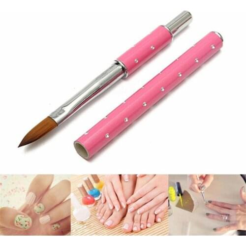 1pc Tool For Nail Art Acrylic Brush Metal Handle With Diamond Kolinsky Hair 8