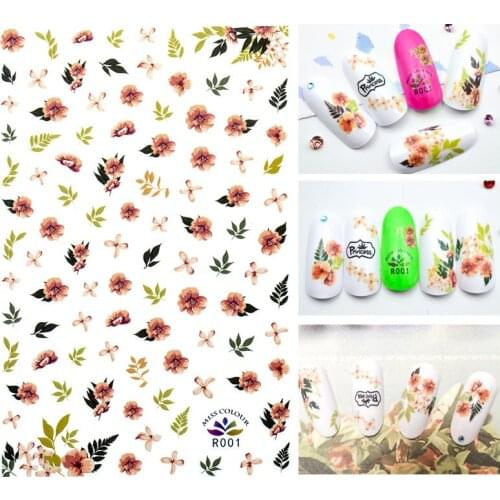 1PC Flower leaf Nail Sticker Art Stickers Foil Adhesive Decals Designs Manicure Decorations