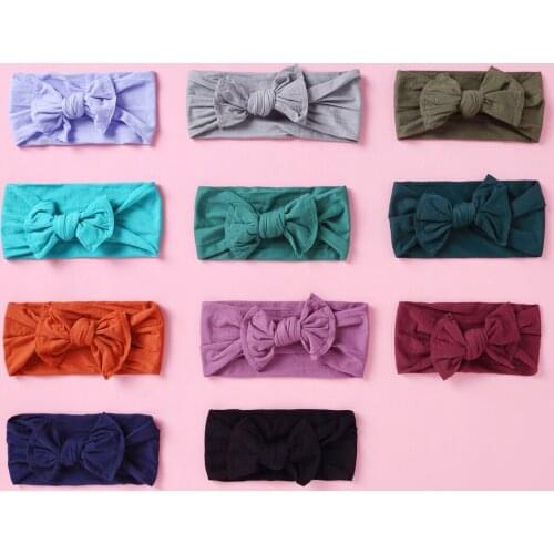 35pc/lot 2020 New Baby Nylon Knotted Headbands Girls Hair Bows Head Wraps Infants Toddlers Hairbands Infant Hair Accessories