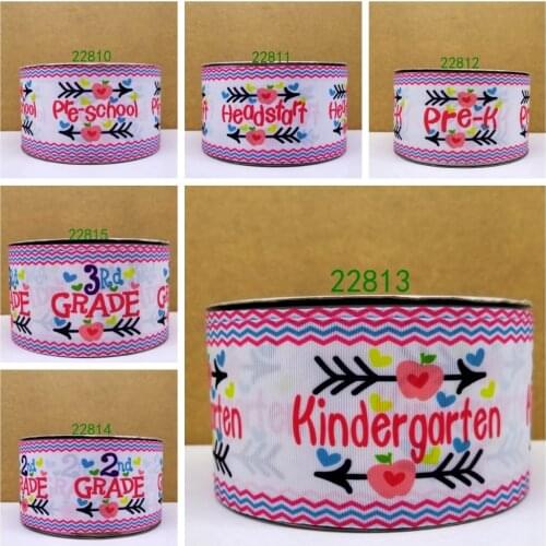 Free shipping 50 yard cartoon back to school printed grosgrain ribbon 22810