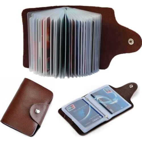 New Arrival Genuine Leather Business Card Case Womens ID Bag Female Credit Card Holder 26 Bank Cards Slots For Men