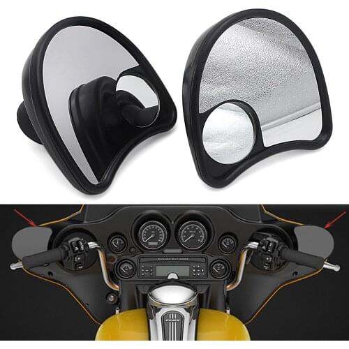 Black Motorcycle Fairing Mount Rearview Side Mirror With Blind Spot For Harley Electra Glide Street Glide 2014-Up