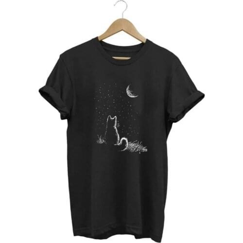 Coolmind 100% cotton lovely cat print women T shirt casual loose women cat tshirt o-neck cool t-shirt female tee shirts