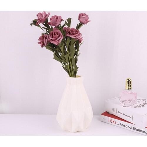 Flower Vase Decoration Home Plastic Vase White Imitation Ceramic Flower Pot Flower Basket Nordic Decoration Vases for Flowers