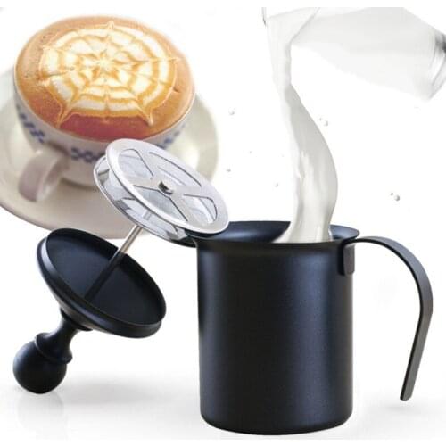 Double-layer Stainless Steel Hand Pump Milk Frother Foam Maker DIY Multipurpose Professional Coffee Tools Manual Milk Frother