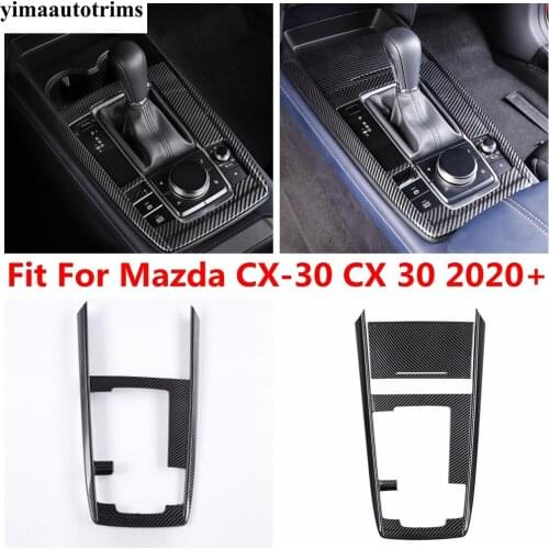 Car Interior For Mazda CX-30 CX30 2020 2021 Central Console Gear Shift Decor Panel Frame Cover Trim ABS Carbon Fiber Accessories