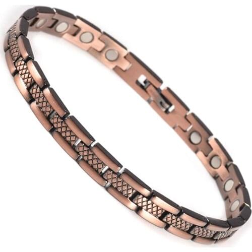 Wollet Magnetic Copper Arthritis Therapy Bracelet with Extra Strong Magnets Migraine Menopause with 21pcs Magnets (20.5CM/7MM)