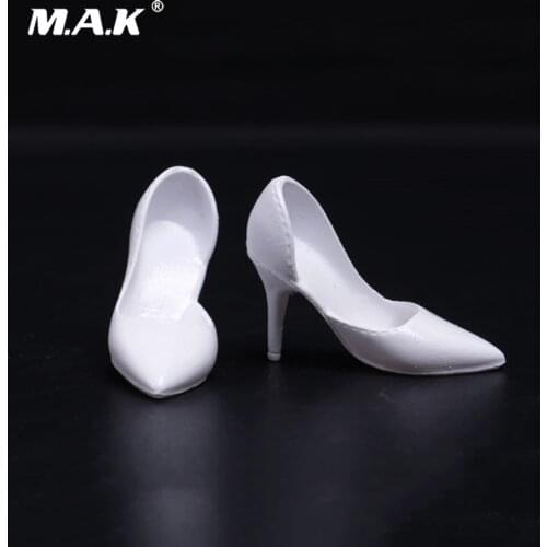 1:6 Scale Female High Heel Shoes Soft Material White Color for 1/6 Ph Action Figure Body Accessory