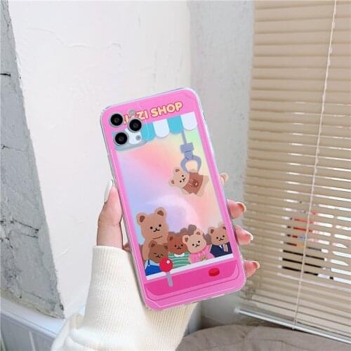 Retro sweet kawaii plush Bear doll japanese Phone Case For iPhone 12 11 Pro Max Xr Xs Max 7 8 Plus X 7Plus case Cute Soft cover