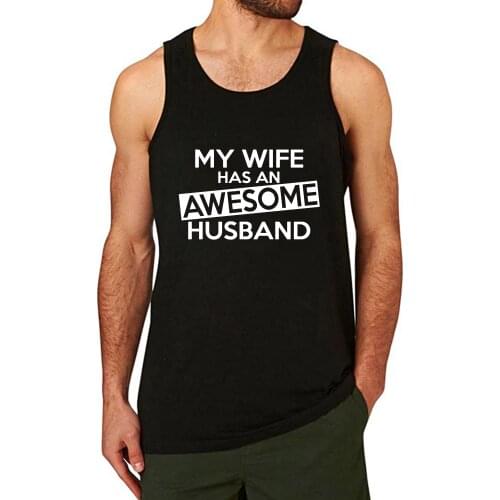 Lyprerazy Mens AWESOME HUSBAND Workout Gym Funny Printed Tank Top