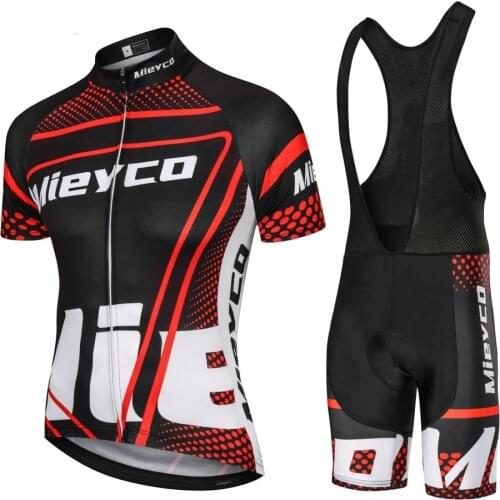 Mieyco Mens Cycling Jersey Set Short Sleeve Full Zip Moisture Wicking Breathable Quick-Dry,Bike Shirt with 5D Padded bib Shorts