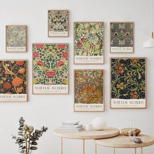 Vintage Leaf Flower William Morris Museum Wall Art Canvas Painting Nordic Posters And Prints Pictures For Living Room Home Decor