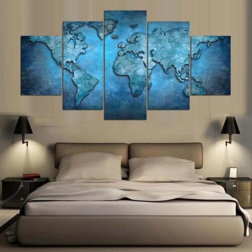 New 5 Pieces/sets Canvas Art 5 panels Blue World Map HD Canvas Paintings Decorations For Home Wall Art Prints Canvas\A830