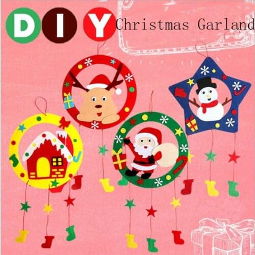 Educational toys Non-woven garland hang decoration kindergarten DIY handmade materials package childrens Christmas gifts