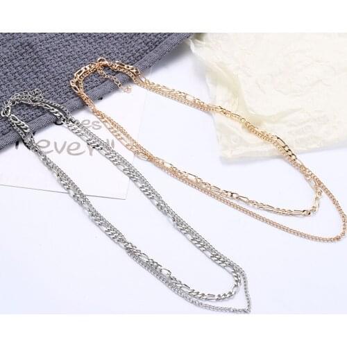 Punk Fake Two Piece Metal Necklace Hip Hop Street Retro Men Necklace Accessories Street Skateboard Culture Collocation Necklace