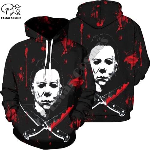 PLstar Cosmos Halloween Terror Horror Movie Cosplay Michael Myers Funny Long Sleeves Streetwear 3DPrint Men/Women Zip Hoodies A3
