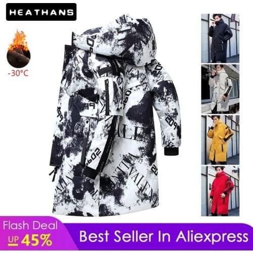 Down Jackets Men Down Coats Hooded 2021 Popular Tooling Mid-length Mens Winter Parkas Male Jackets New Korean Fashion Clothing