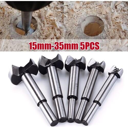 Milda 5pcs/Set Hand Tools New YG8 Forstner Auger Drill Bit Woodworking Hole Saw Wooden Wood Cutter Dia 15 20 25 30 35mm