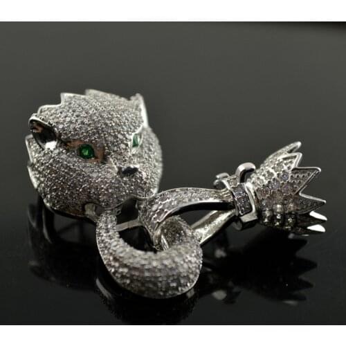 2Pcs Fine Jewelry Connection & Clasps Leopard Head With CZ Beads Paved Jewelry Findings Fit For Necklace Bracelet Making