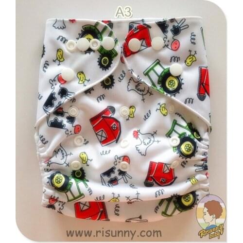 Risunnybaby Cloth Diaper + Bamboo Insert 5 Layer Baby Cloth Diaper Fit 3-15kg Baby Diaper Washable Adjustable Reusable Nappies