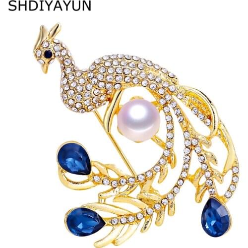 SHDIYAYUN 2019 Pearl Brooch Peacock Brooch For Women Decoration Brooch Pins Noble Brooches Natural Freshwater Pearl Jewelry